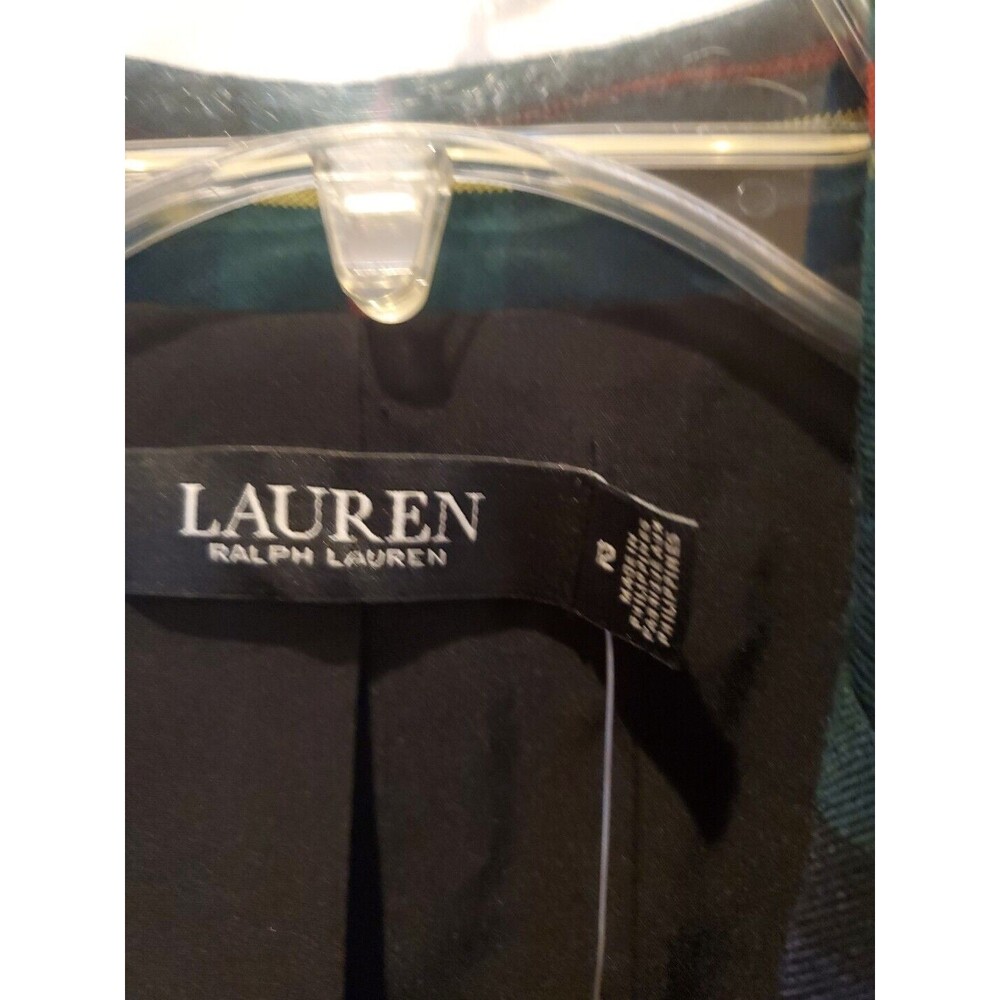Lauren Ralph Lauren Navy Green Plaid Blazer with Gold Monogram - Picture 7 of 15